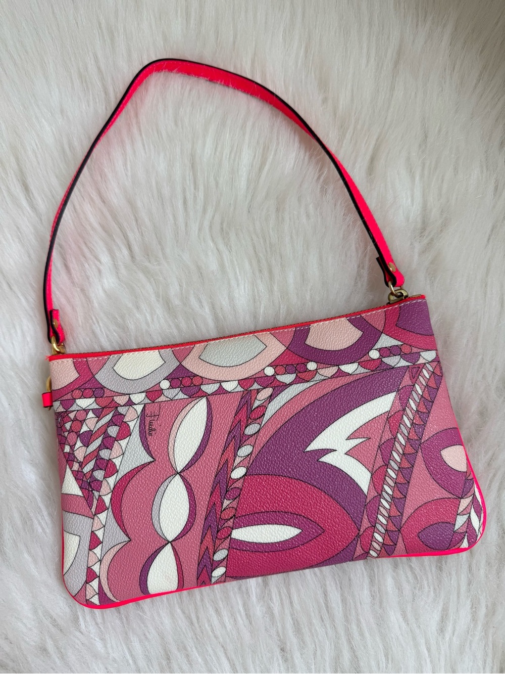Authentic Emilio Pucci pink leather mini pouch shoulder bag